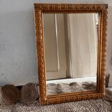 Miroir tressé rotin vintage
