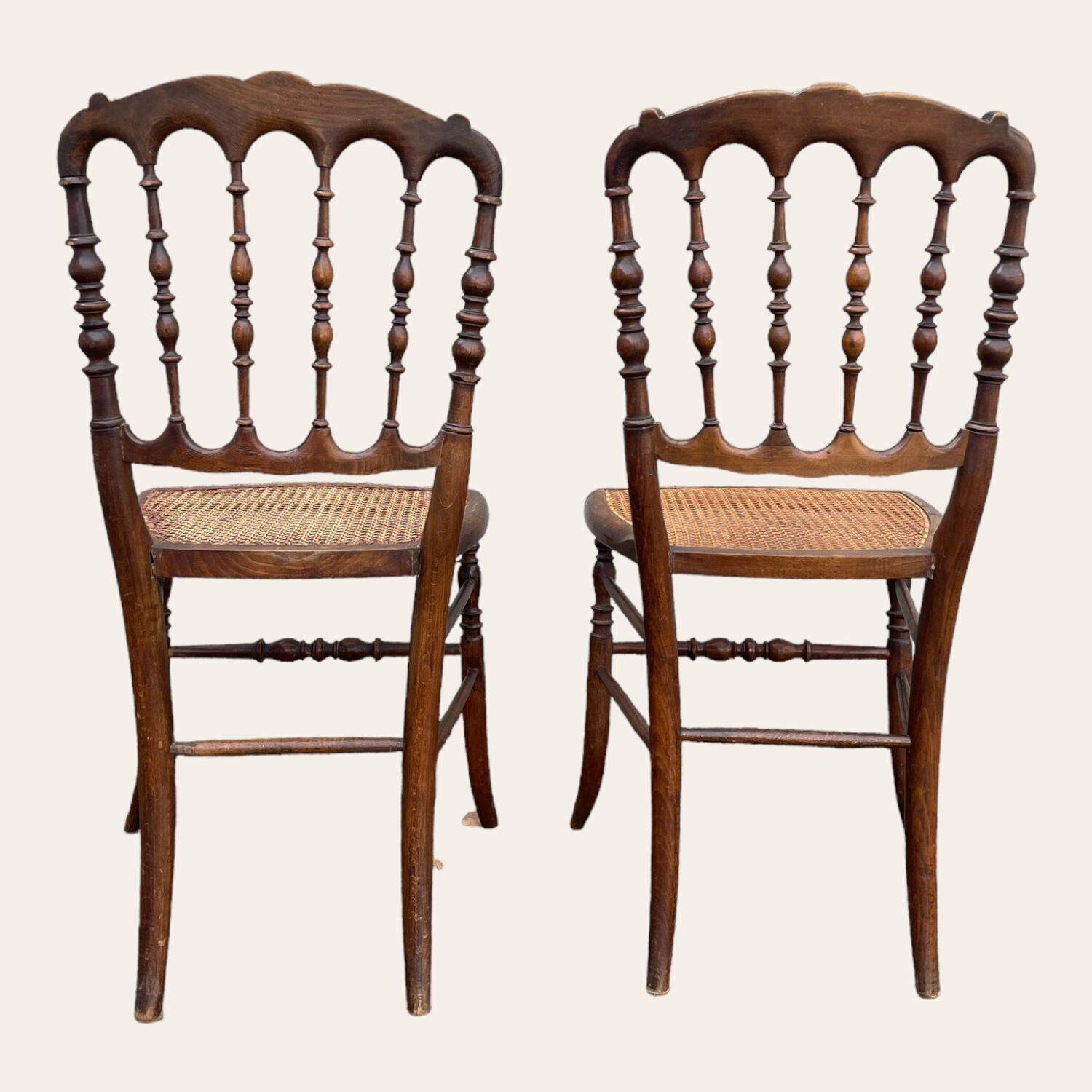 Set of 2 Chaviari Napoleon III cane chairs
