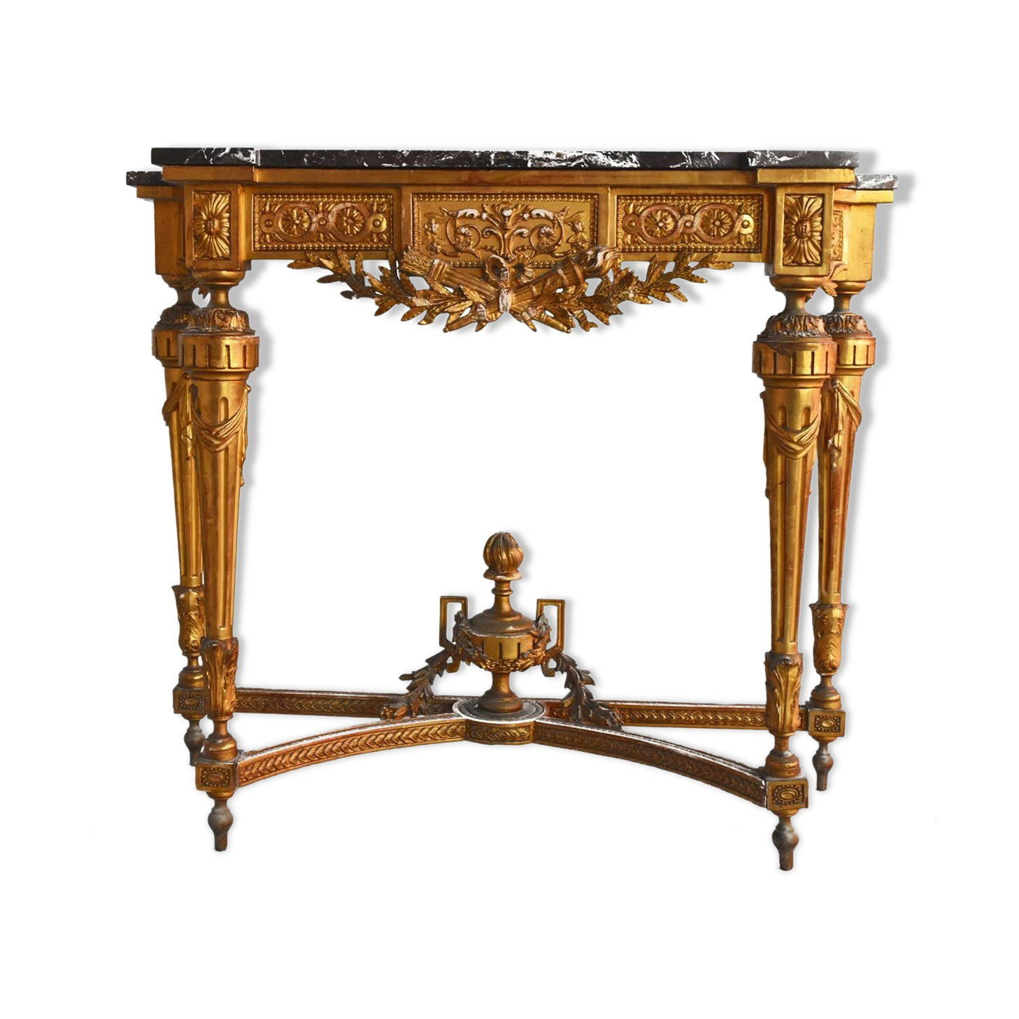 Console time XIX wood and stucco gilded Louis XVI style