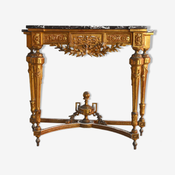 Console time XIX wood and stucco gilded Louis XVI style