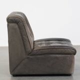 Gray leather design armchair from the 70s