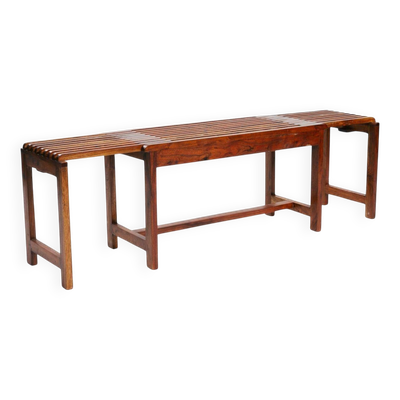 Banc en teck vintage à lattes extensible