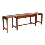 Extendable vintage teak slat bench