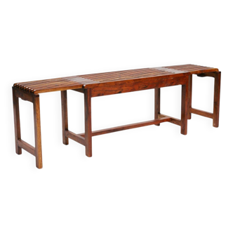 Extendable vintage teak slat bench