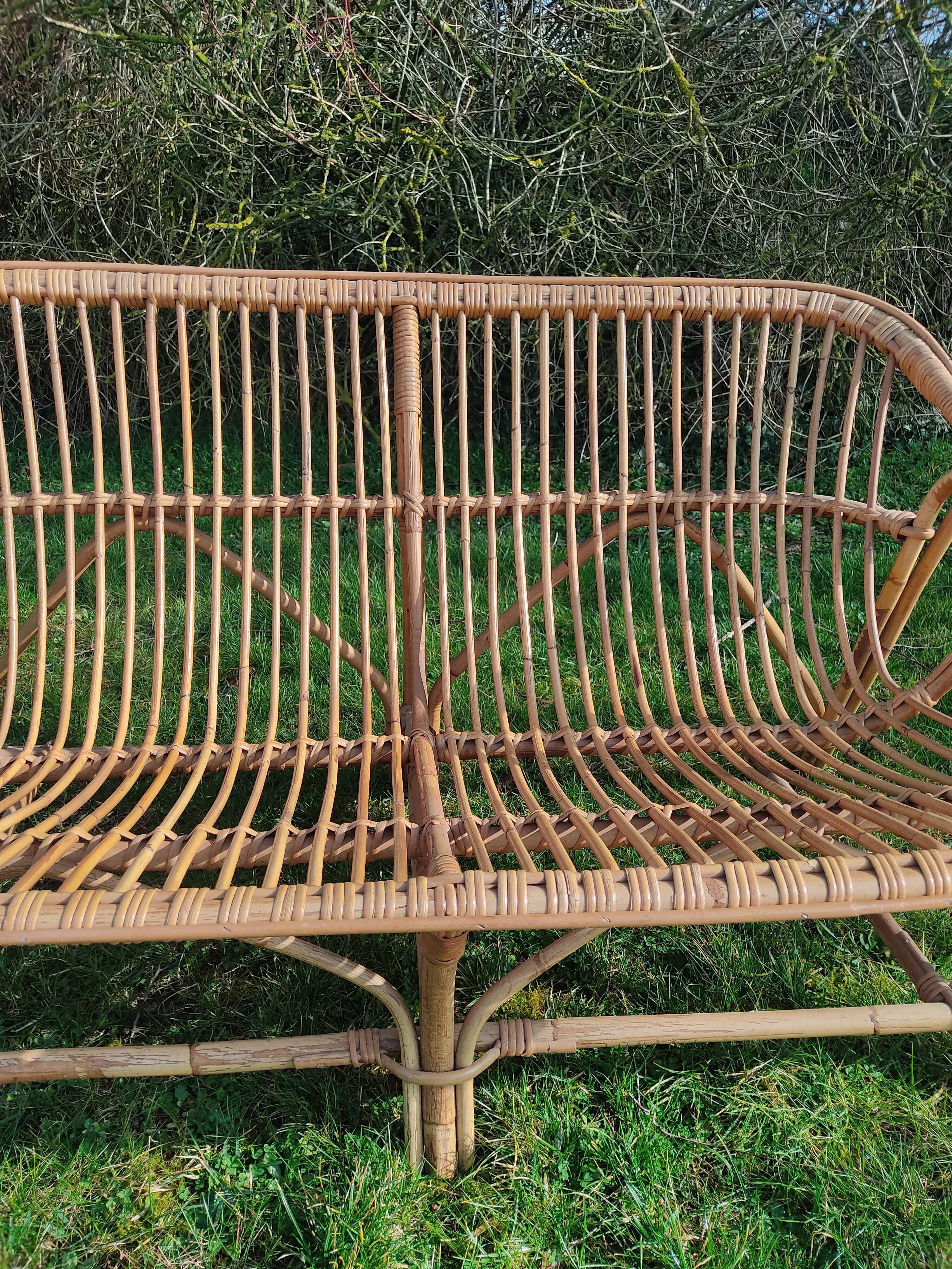 Vintage rattan bench