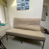Linen bench with forged legs