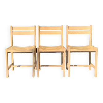 Solid beech chairs André Sornay