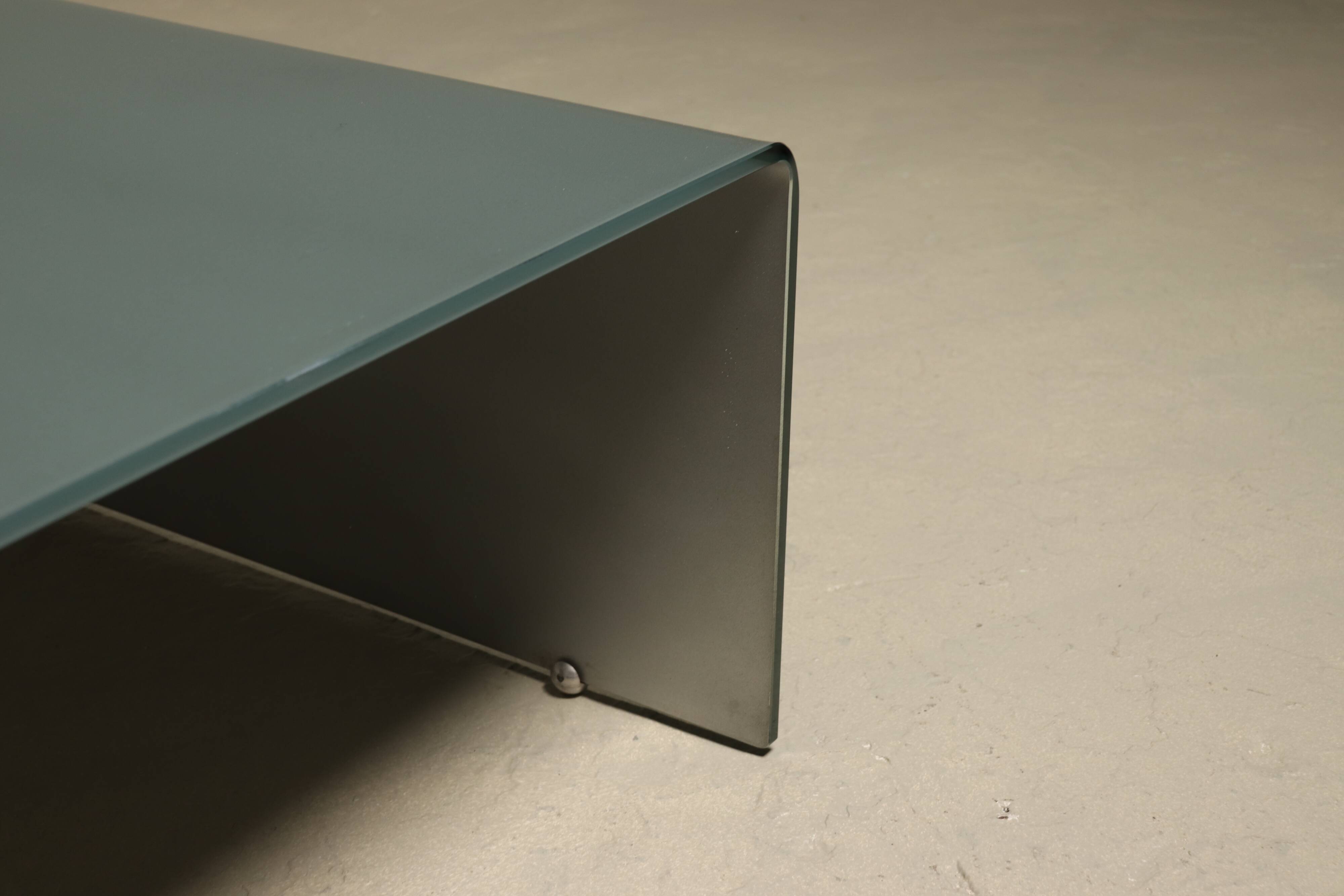 Italian modern etched glass coffee table 1980s