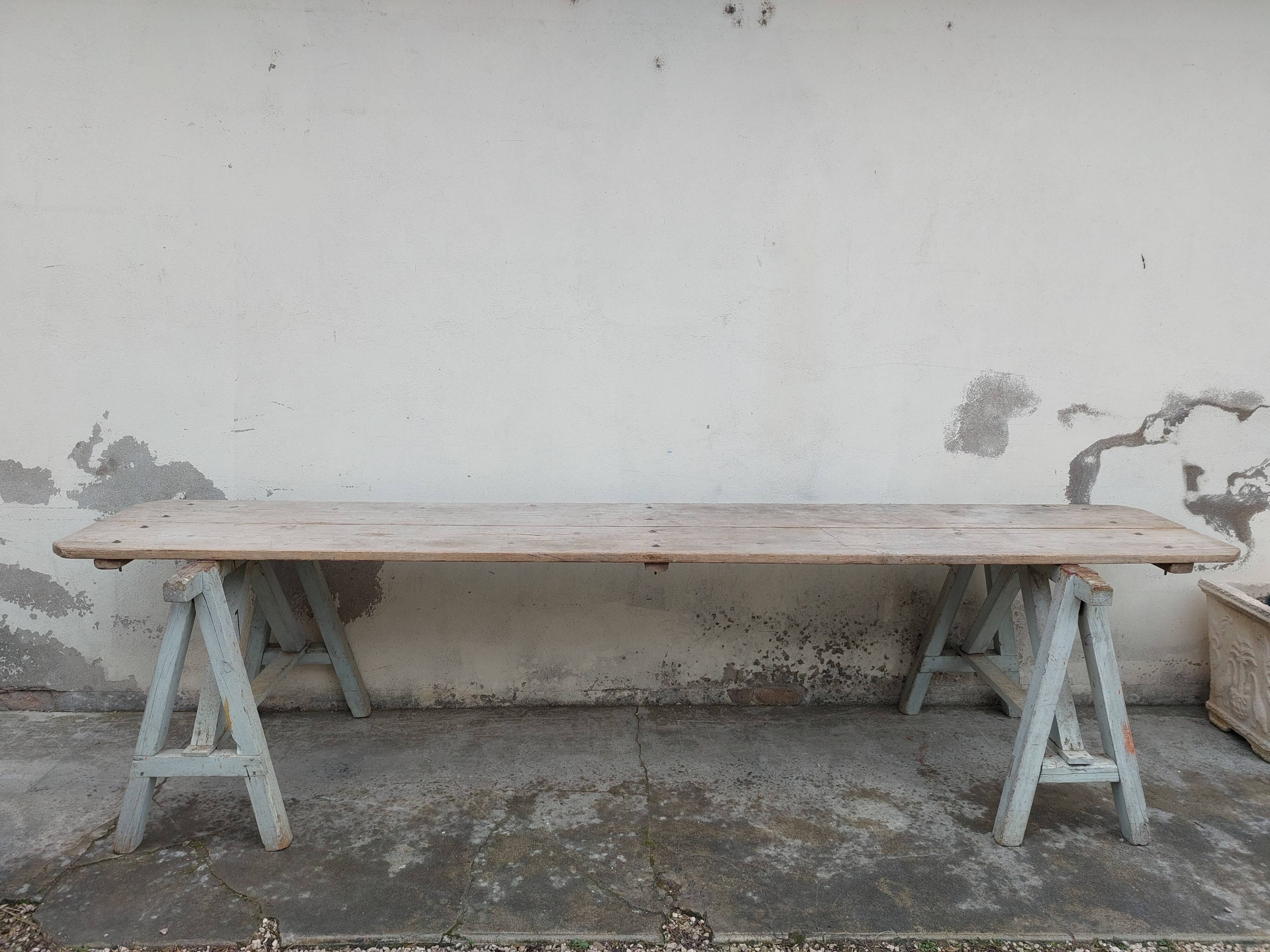 Workshop table in old wood 1950 -3m50