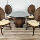 Ensemble table et quatre chaises en osier et bambou par Vivai Del Sud, 1970