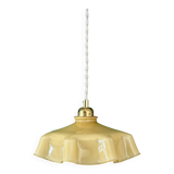 Suspension abat-jour vintage en opaline jaune