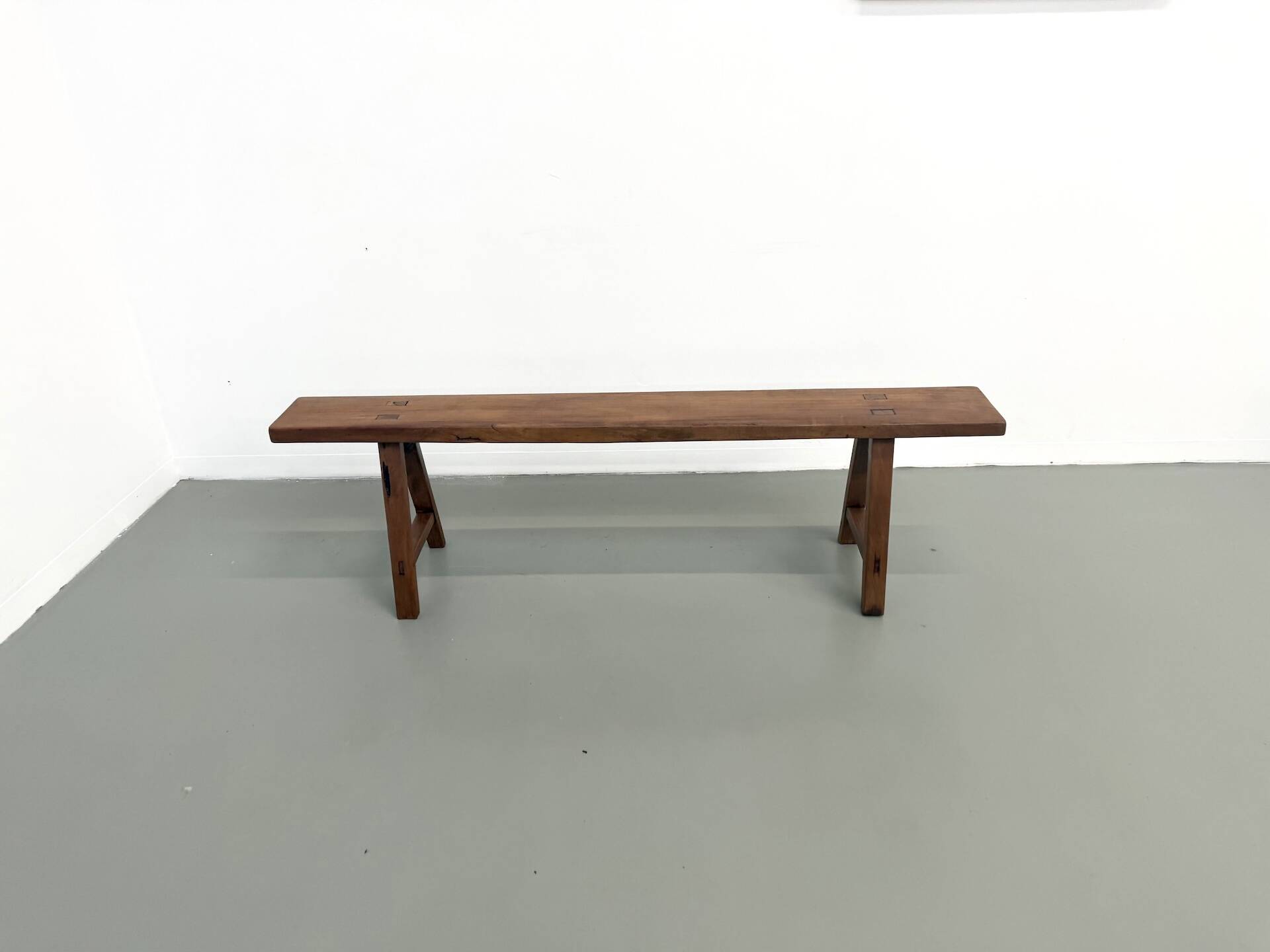Restored solid walnut bench — 1950s