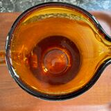 Amber pitcher bubbled glass