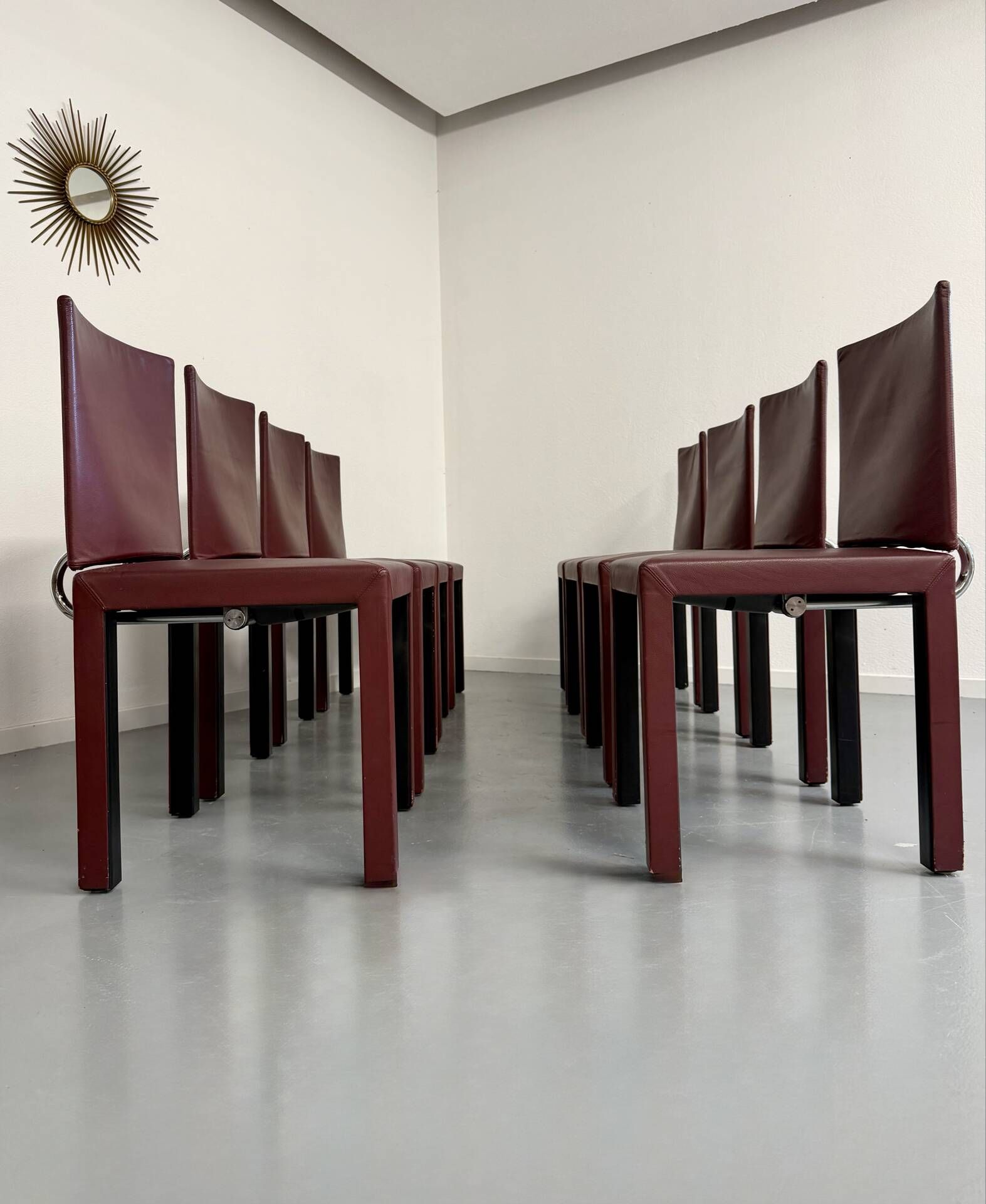 Set of 8 Arcadia chairs designed by Paolo Piva for B&B Italia from the 1980s.