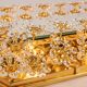 Spectacular backlit mirror in gilded brass and crystal glass by Palwa, Germany.