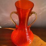 Crackled glass vase