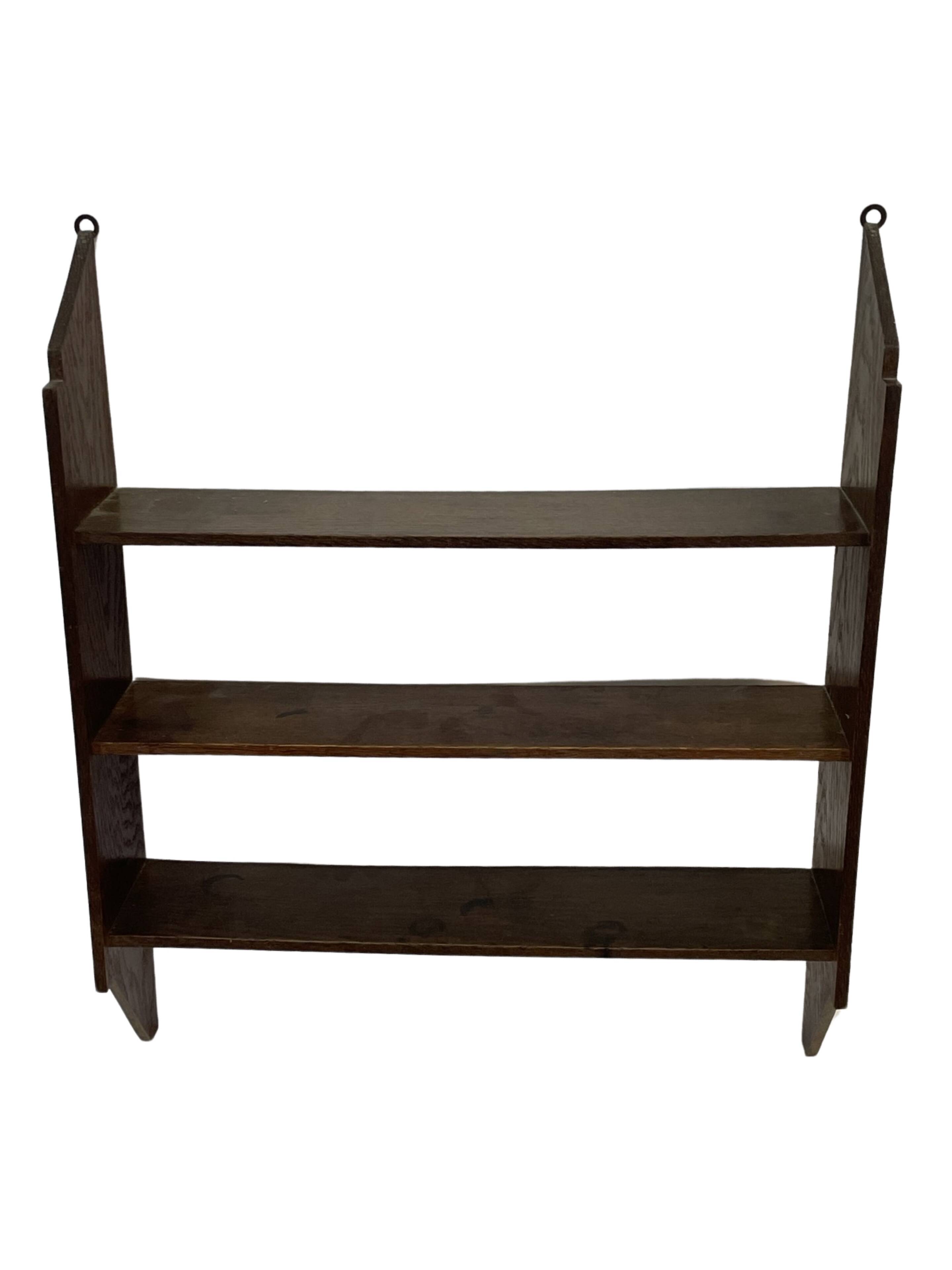 Vintage wooden wall shelve rack bookshelf in oak