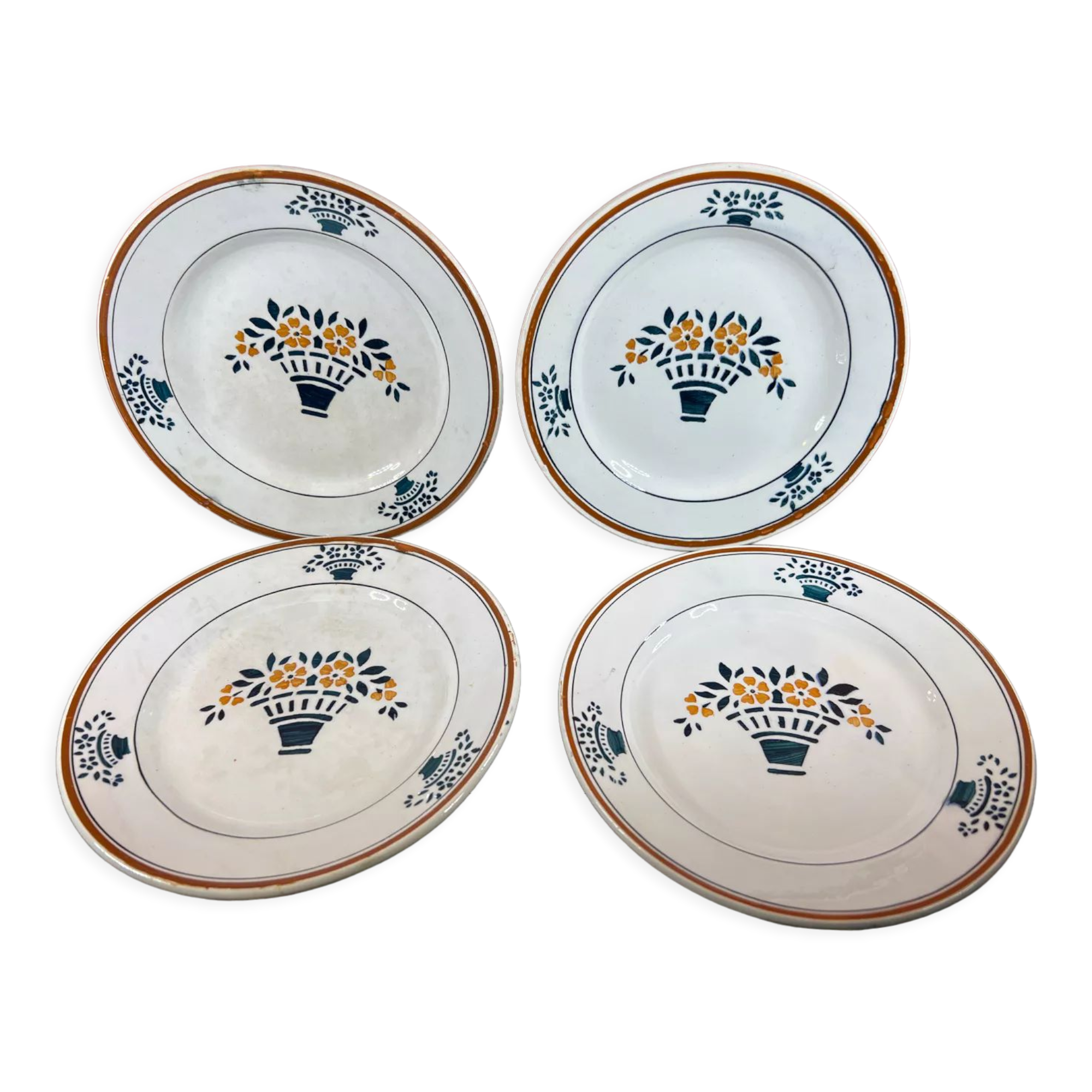 4 assiettes dessert art nouveau Moulin des Loups