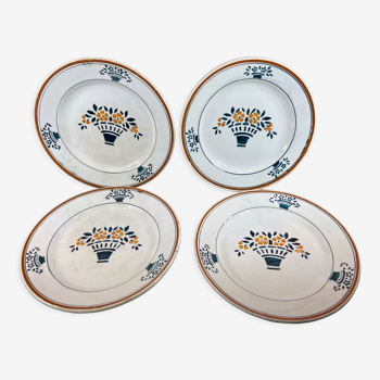 4 assiettes dessert art nouveau Moulin des Loups