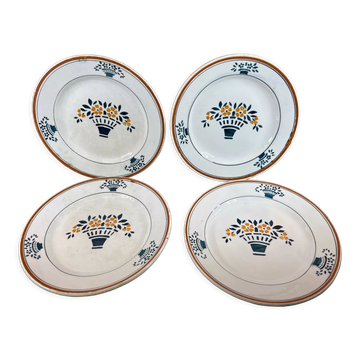 4 assiettes dessert art nouveau Moulin des Loups