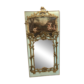 Ancien Miroir trumeau à décor de putti