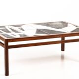 Large Scandinavian Coffee Table 1960, Ole Bjorn Krüger In Rosewood And Ceramic