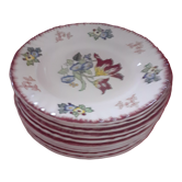 11 hand-painted hollow plates. longwy model marseille.