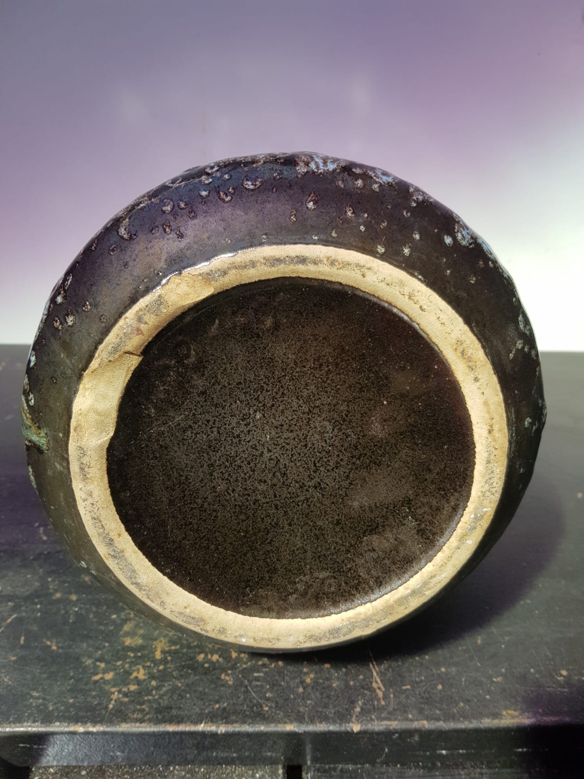 Ancient west germany ceramics multicolor enamel vase - anse vintage