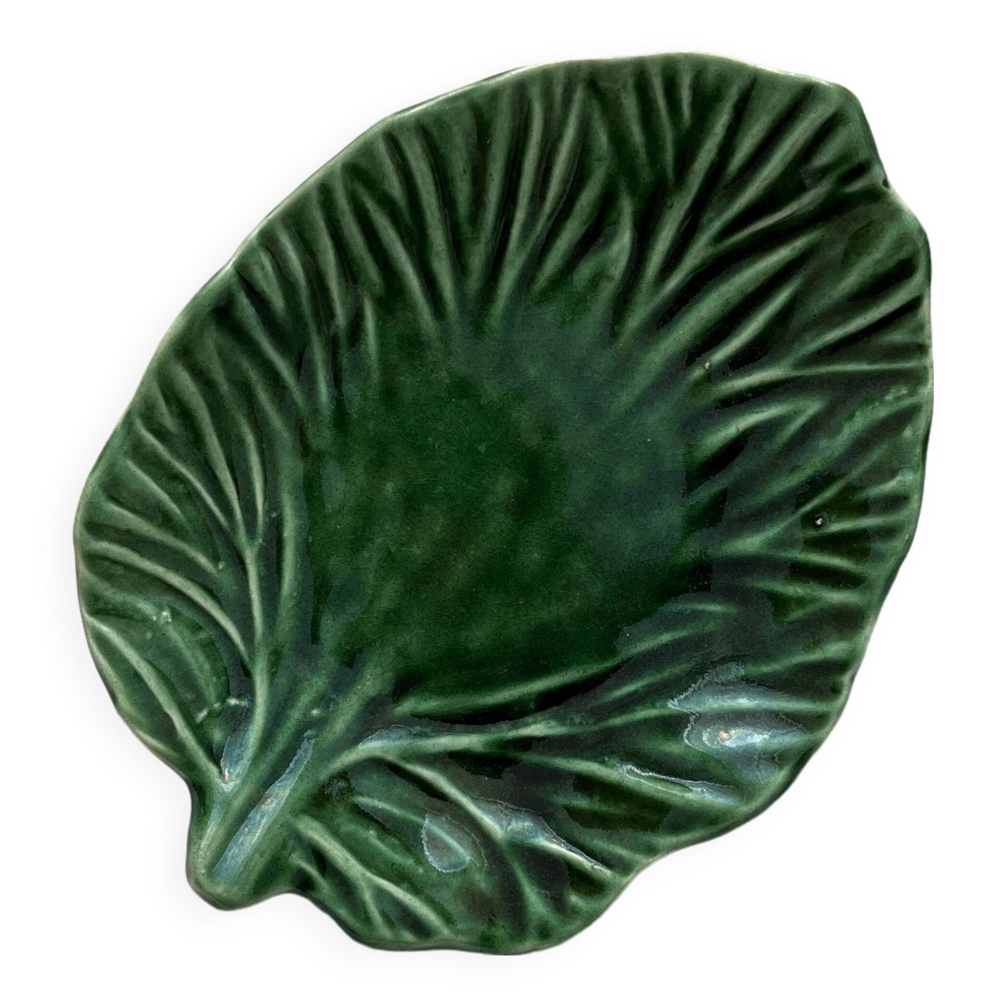 Small empty pocket dish in vintage slip leaf