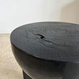 Monoxyl sofa end in black mango tree tripod half-sphere tray h:45 d:44