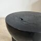 Black mango wood tripod side table with a semi-spherical top, height: 45 cm, diameter: 44 cm.
