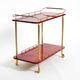 Superbe grand chariot de service en peau de chèvre rouge Aldo Tura des années 1960 | Fabriqué en Italie