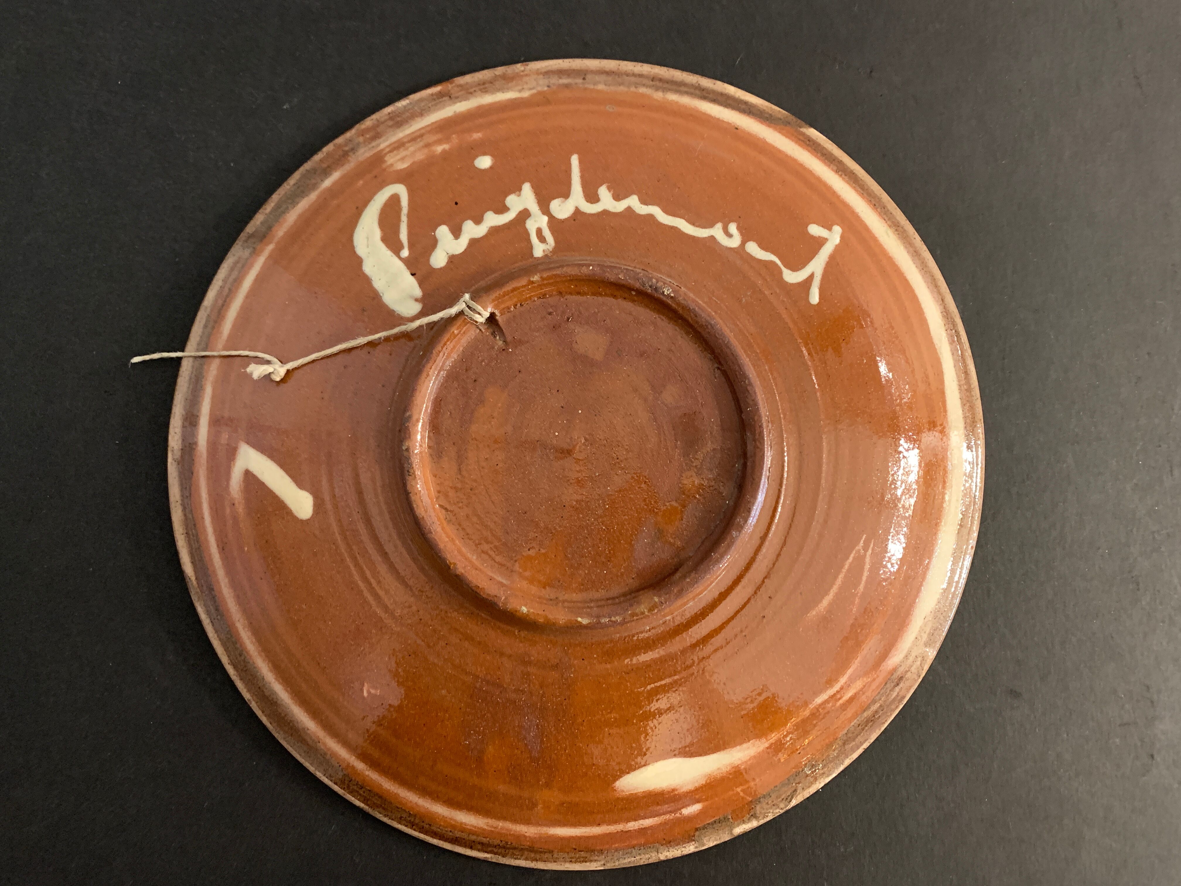 Glazed ceramic dish Puigdemont poisson, 1960