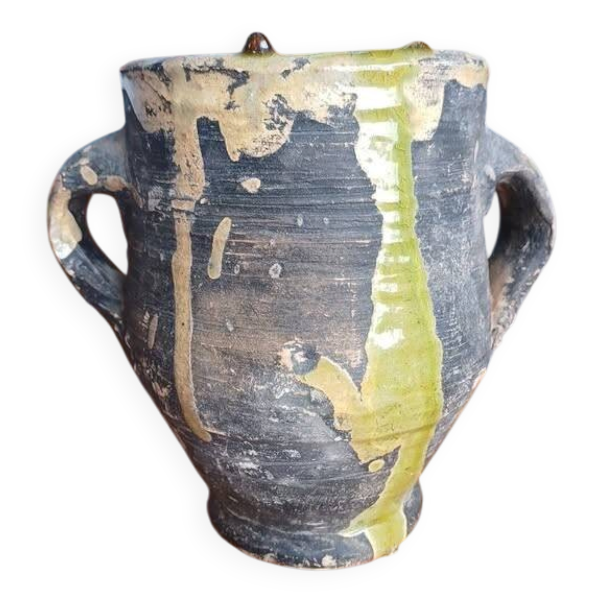 Pot / Jar in smoked and glazed ancient terracotta