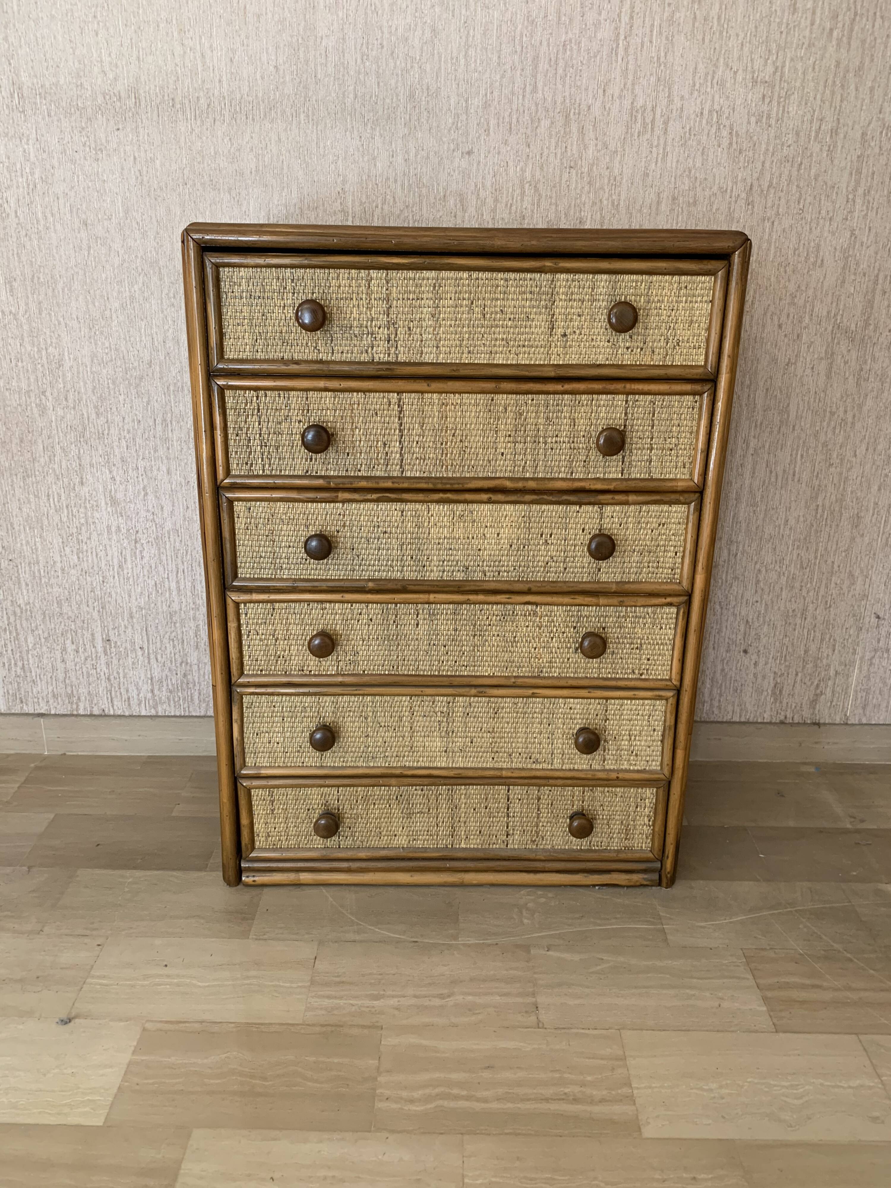 Maugrion, chest of drawers rattan  1960