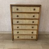 Maugrion, chest of drawers rattan  1960