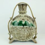 Fat lava jopeko vase with rope and unusual shape 1970s