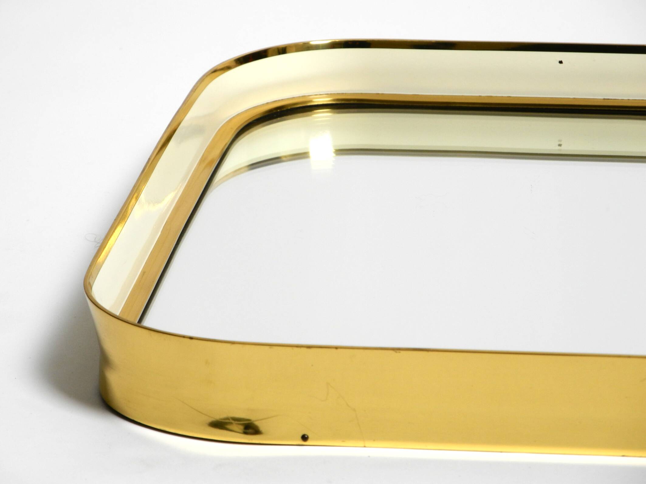 Beautiful original Mid Century Modern "Zier-Form" wall mirror with heavy br