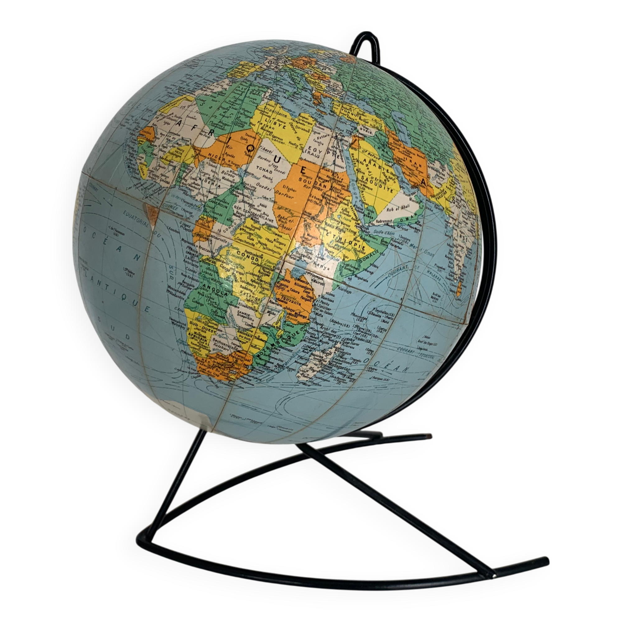 Vintage 1960 Girard Barrère world map globe - 33cm