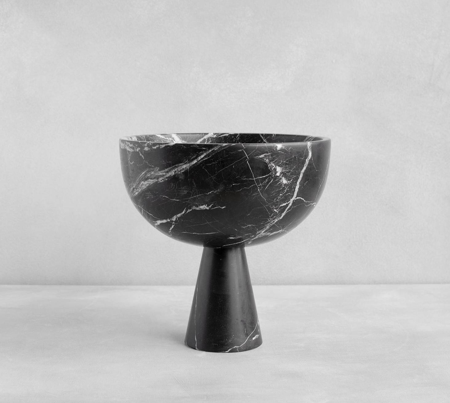 XL black marble pedestal bowl