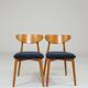 Vintage Scandinavian boucle navy blue chairs set of 4
