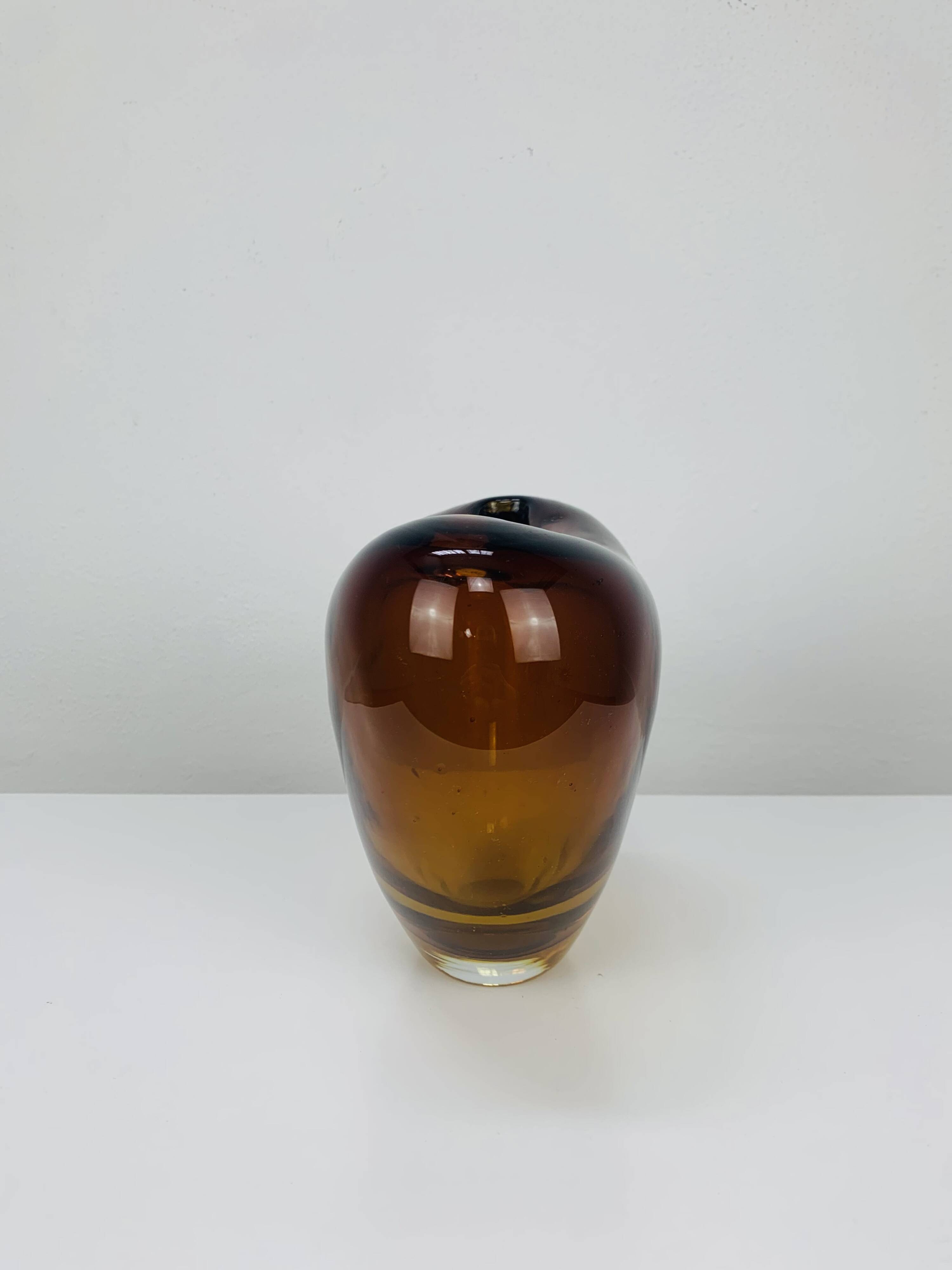 Vintage Holmegaard style blown glass heart vase