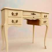 Vintage 1980s dressing table with Venetian mirror. Elegant makeup table.