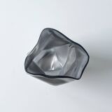 Metallic gray glass vase - imitation pleated compressed metal crumpled bag