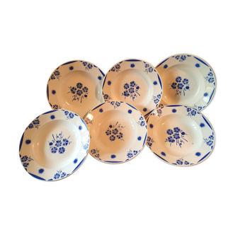 6 hollow plates decor blue thistles