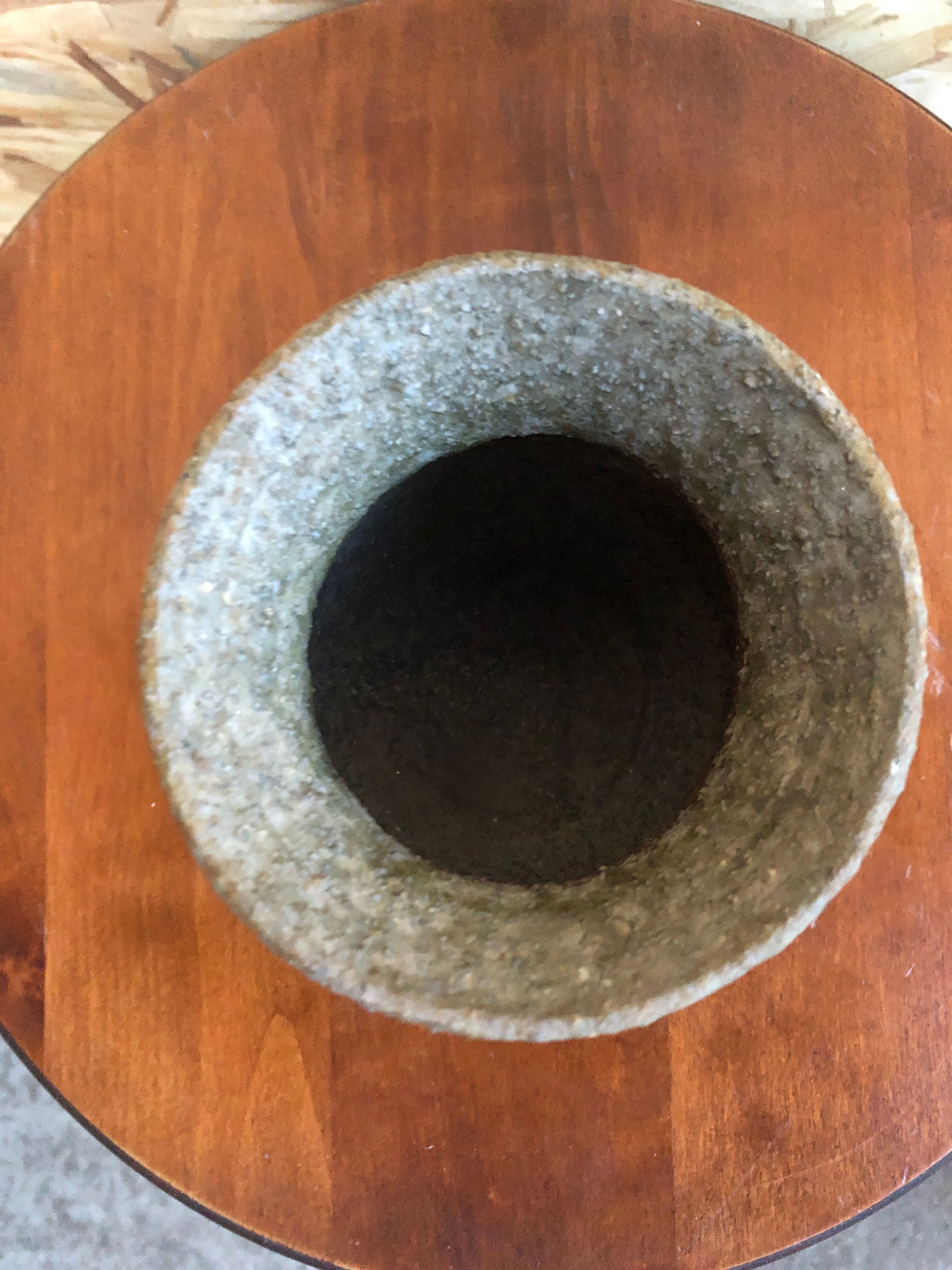 Old gray sandstone vase signed deco 70s vintage