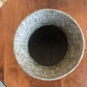 Ancien vase grès gris signé deco années 70 vintage