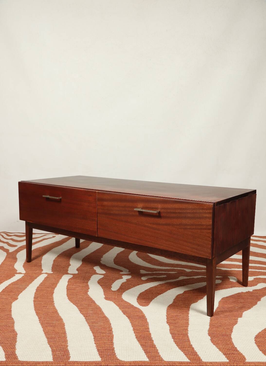 Vintage low board chest of drawers mid century modern design palisander color 1970