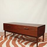 Vintage low board chest of drawers mid century modern design palisander color 1970