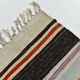 5x9 Cream & Brown Striped Handmade Vintage Kilim Rug, 147x264Cm